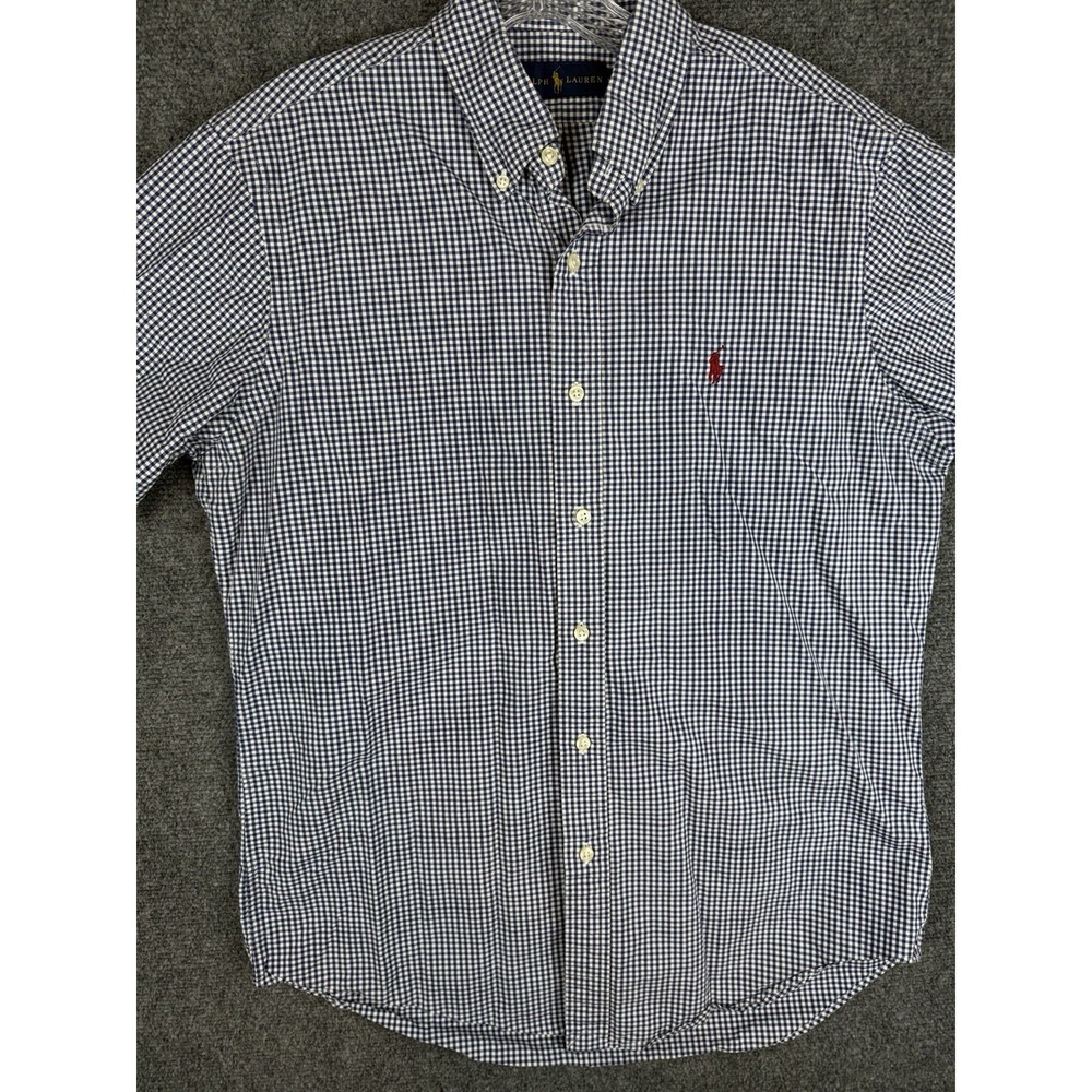 Polo Ralph Lauren Gingham Check Seersucker Shirt Men's Blue/White Short Sleeve